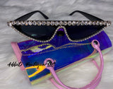 Rhinestone Engraved Sunglasses With Casw