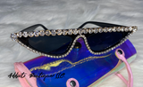 Rhinestone Engraved Sunglasses With Casw