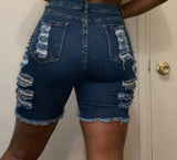 Ripped Denim Shorts