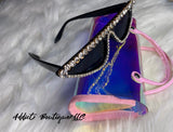 Rhinestone Engraved Sunglasses With Casw