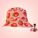 Strawberry Fruit Print Pink Bucket Hat