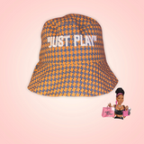 Embroidery Plaid "Just Play" Reversible Bucket Hat
