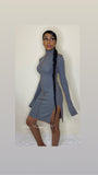 Long Sleeve Dress with Slit and Turtleneck