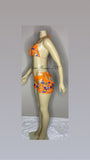 Dragon Graphic 3 piece Swimming Suit Set with Garter ( Red, Black or Orange)