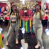 Short Sleeve Zip Up Jacket and High Waist Leggings Trackset