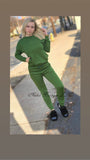 Green Cotton Pullover Sweatshirt with Two Side Pockets