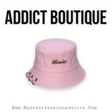 Slogan Pink Bucket Hat Metal Ring