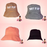 Embroidery Plaid "Just Play" Reversible Bucket Hat