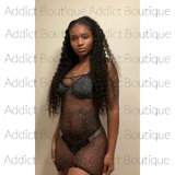 Fishnet Mesh Halter Top Rhinestone Dress