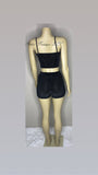 Black Velour See-Through Shirt and Shorts Set