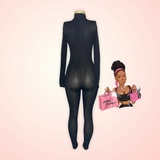 Long Sleeve Mesh Jumpsuit with Hands Attached