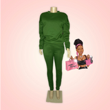 Green Thick Drawstring Sweatpants