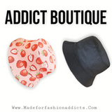 Strawberry Fruit Print Pink Bucket Hat