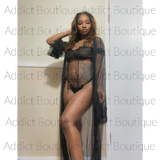 Black See-through Front Tie Lingerie Set