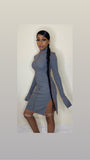 Long Sleeve Dress with Slit and Turtleneck