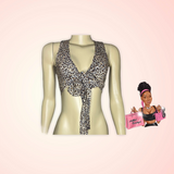 Animal Print Cross Wrap Crop Top  Shirt