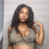 Animal Print Cross Wrap Crop Top  Shirt