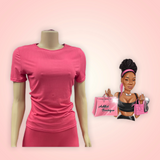 Pink Solid Ribbed T Shirt Only