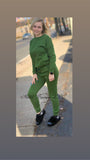 Green Cotton Pullover Sweatshirt with Two Side Pockets