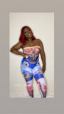 Graphic Halter Top Strapless Jumpsuit