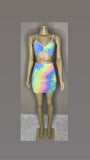 Tie Dye Crop Top Bra and High Waist Mini Skirt Set