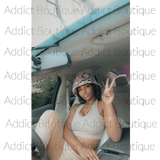 Nude Color Block Flower Bucket Hat