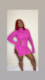Long Sleeve Dress with Slit and Turtleneck