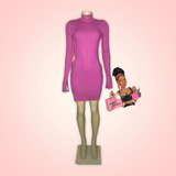 Long Sleeve Dress with Slit and Turtleneck