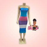 Sexy Halter Top Ribbed Striped Long Bodycon Maxi Dress