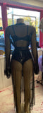 See-Through Lace Sheer Long Belted Robe Only