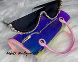 Rhinestone Engraved Sunglasses With Case