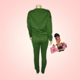 Green Cotton Pullover Sweatshirt with Two Side Pockets