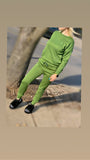 Green Cotton Pullover Sweatshirt with Two Side Pockets