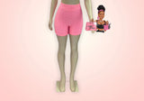 Rib Print High Waist Biker Shorts Only