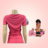 Pink Solid Ribbed T Shirt Only