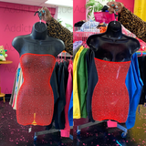 Fishnet Mesh Halter Top Rhinestone Dress