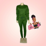 Green Thick Drawstring Sweatpants