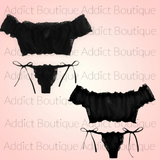 Black See-through Front Tie Lingerie Set