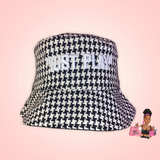 Embroidery Plaid "Just Play" Reversible Bucket Hat