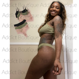 Solid Simple Bra and Thong Set