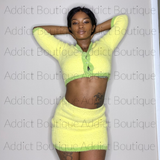 “Lemon and Lime” Fuzzy Soft Button Up Crop Cardigan